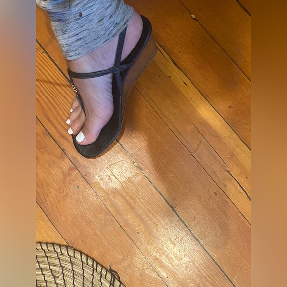 Tory Burch Leather Wedge Slingback Sandals  Size 7.5-8 - Picture 12 of 13